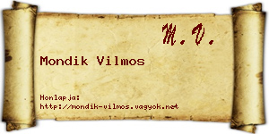 Mondik Vilmos névjegykártya